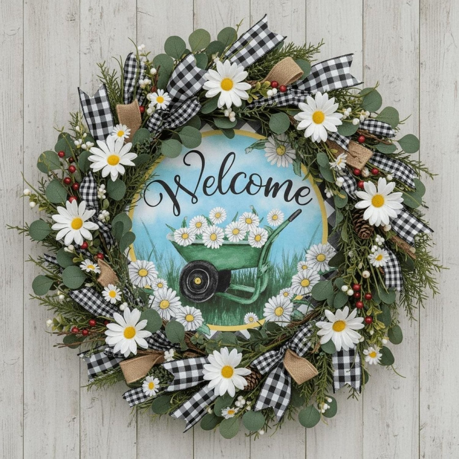 Shop For 12" Metal Sign: Welcome Wheelbarrow