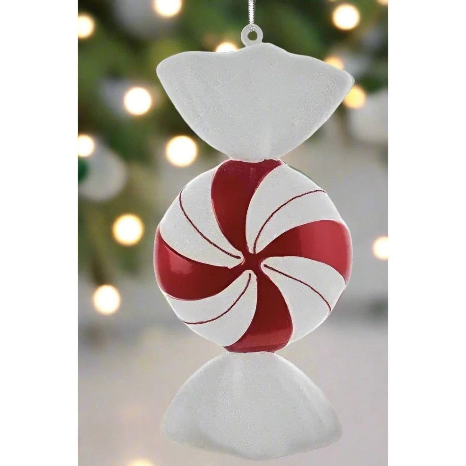 12" Red and White Peppermint Candy Ornament