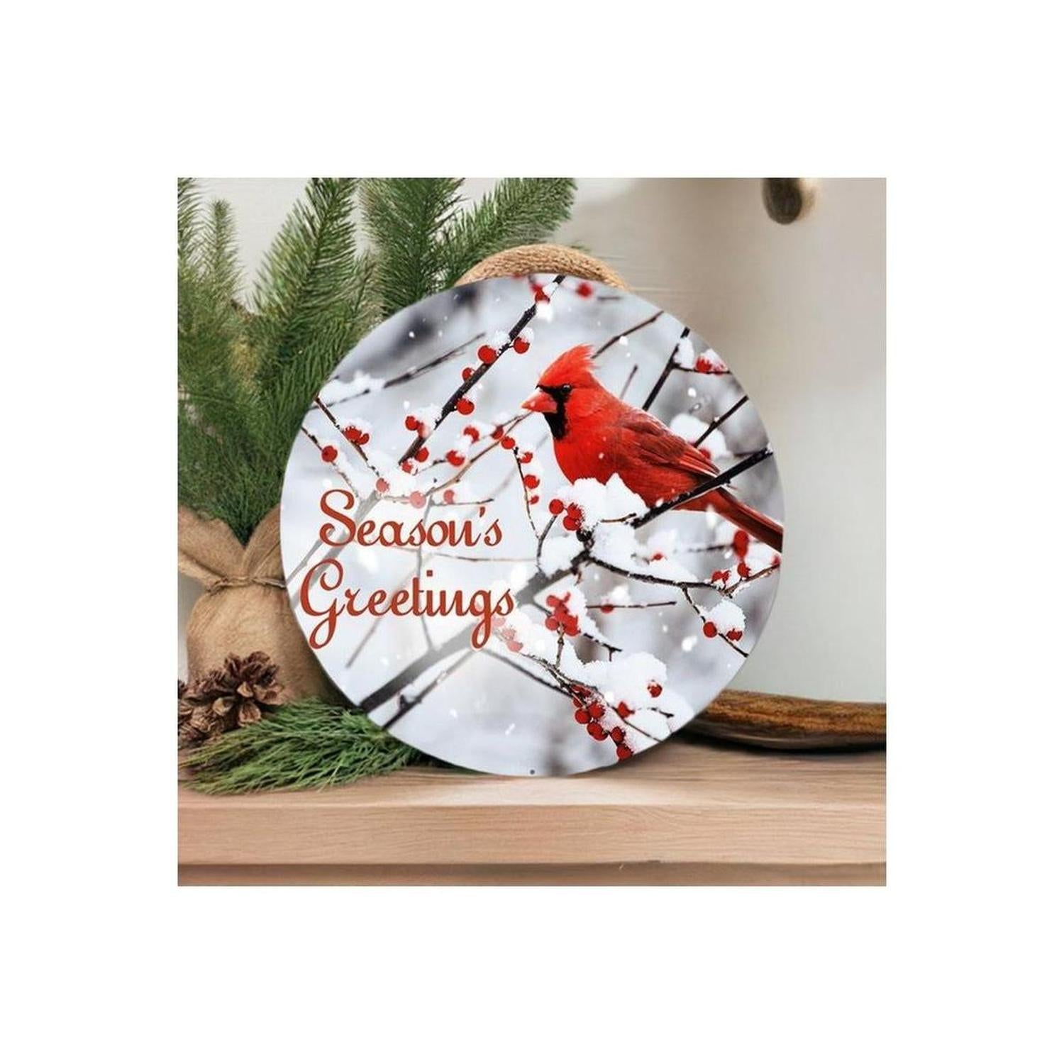 Shop For 12" Red Christmas Cardinal Season's Greeting Sign at Michelle's aDOORable Creations