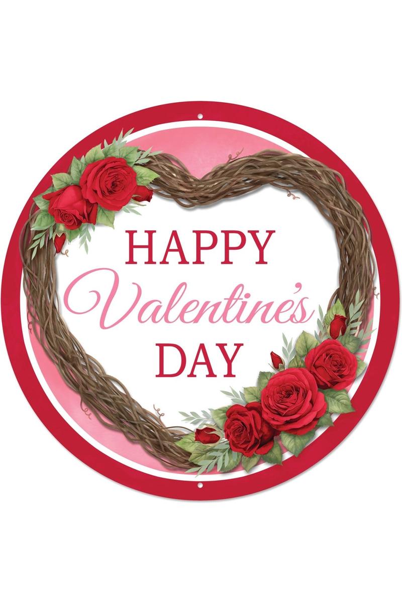 Shop For 12" Round Metal Sign: Happy Valentine's Day