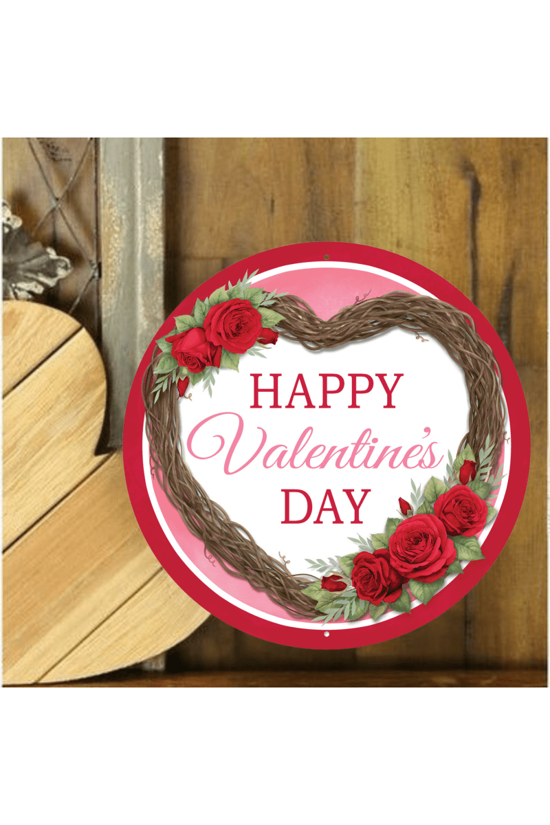 Shop For 12" Round Metal Sign: Happy Valentine's Day