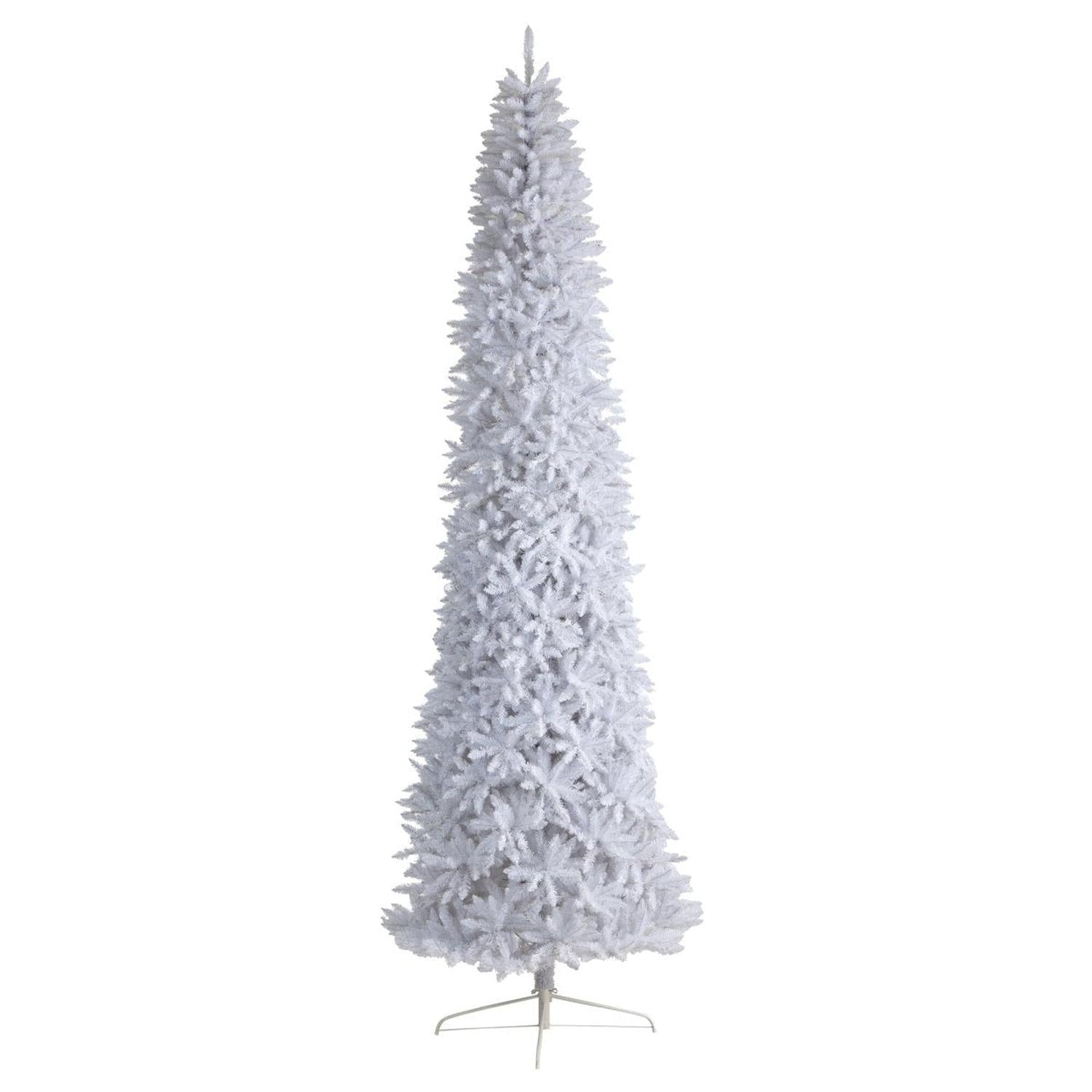 12’ Slim White Artificial Christmas Tree with 3235 Bendable Branches