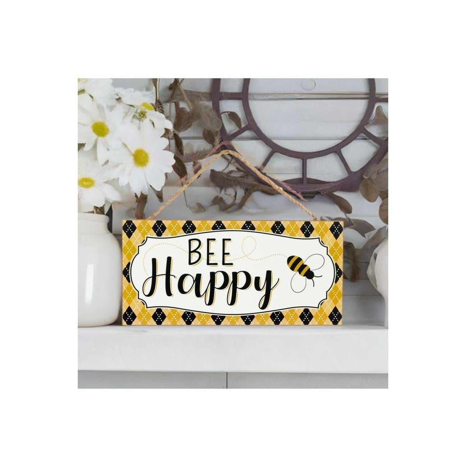 Shop For 12" Wood Sign: Bee Happy