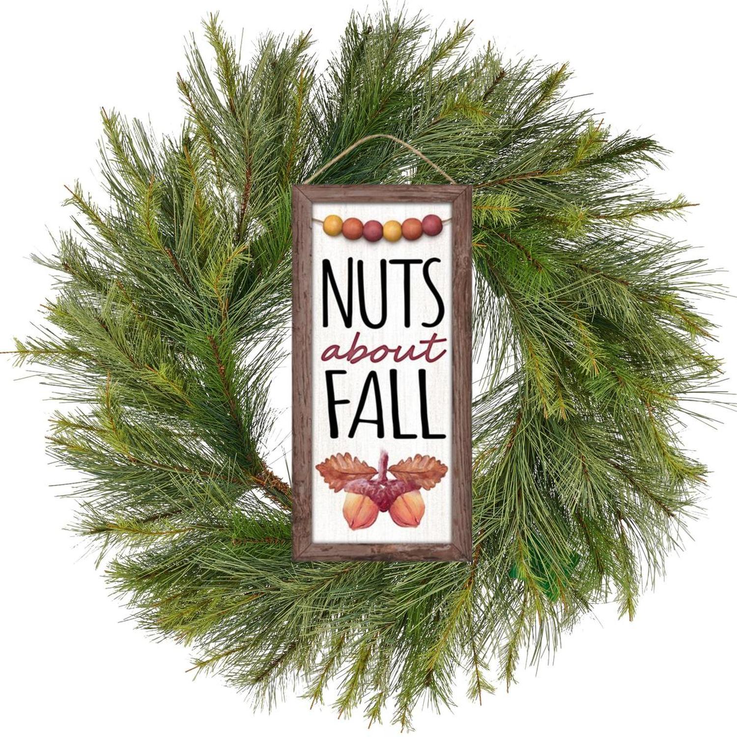12" Wood Sign: Nuts About Fall