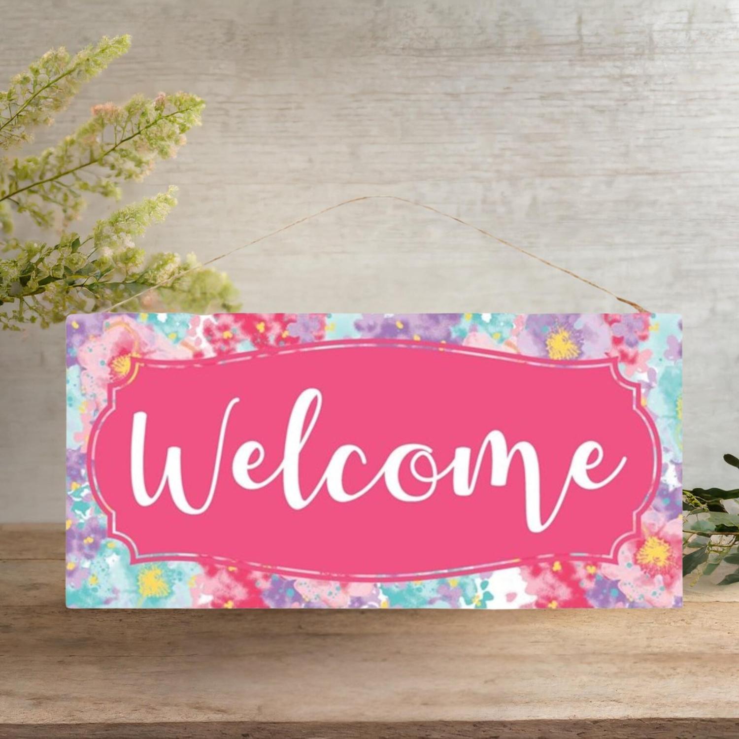 Shop For 12" Wooden Sign: Floral Welcome Sign