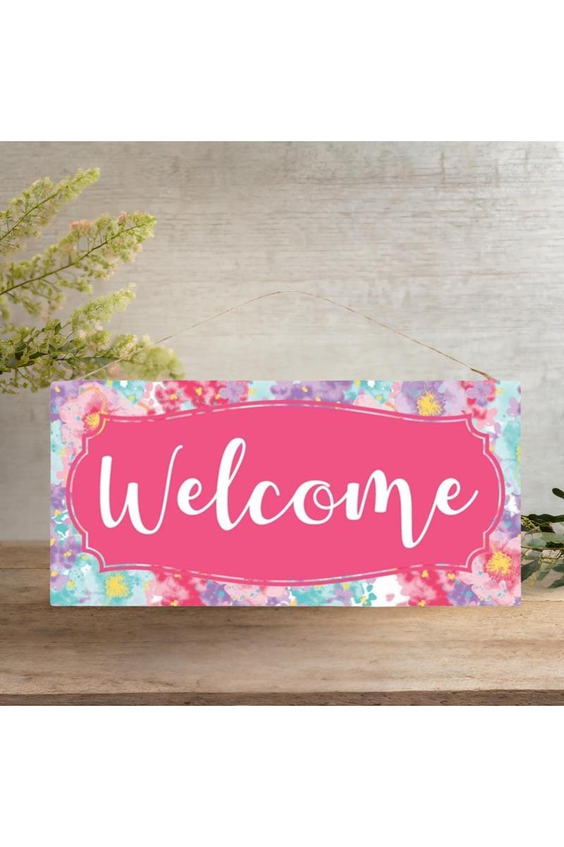 Shop For 12" Wooden Sign: Floral Welcome Sign