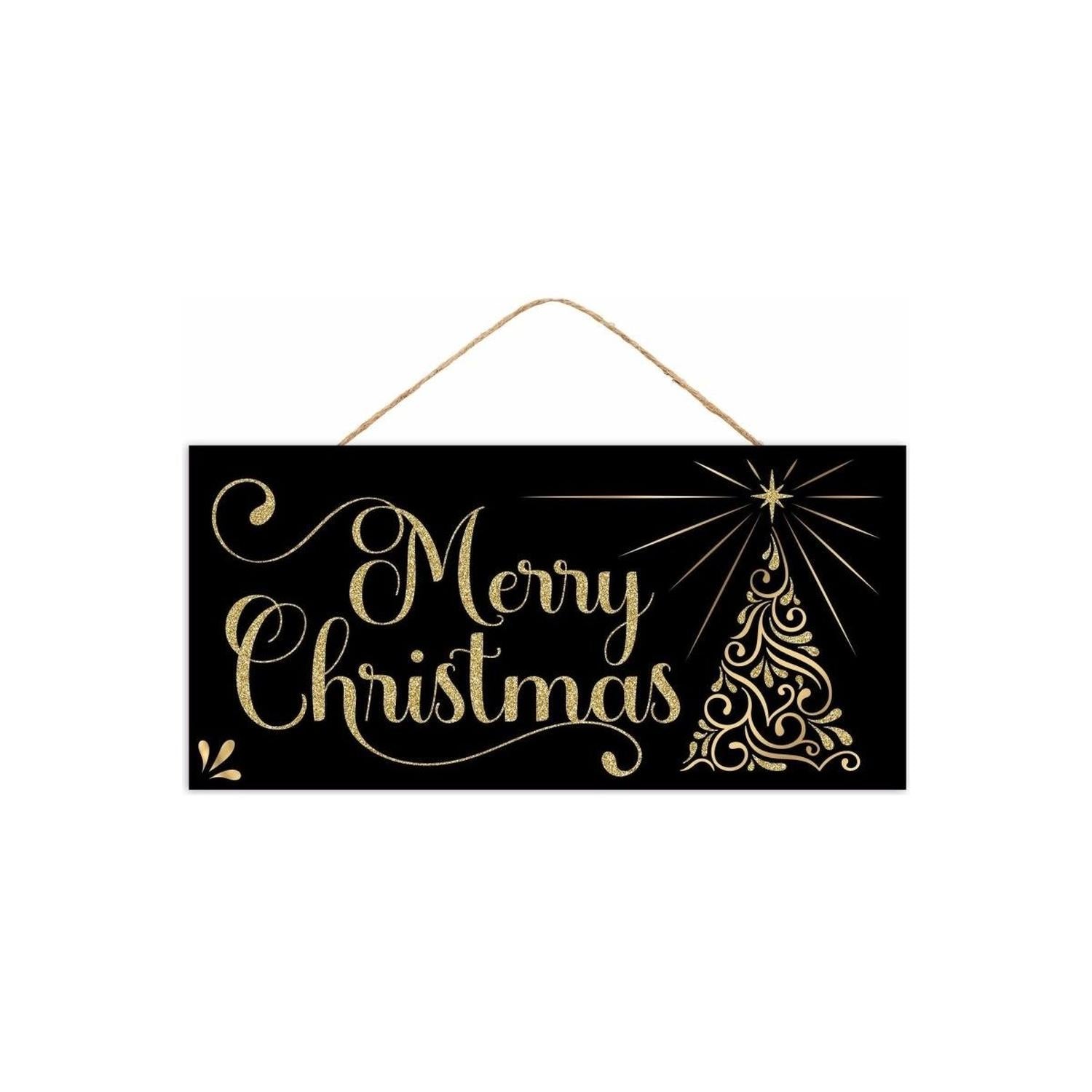 12" Wooden Sign: Glitter Christmas Swirl Tree