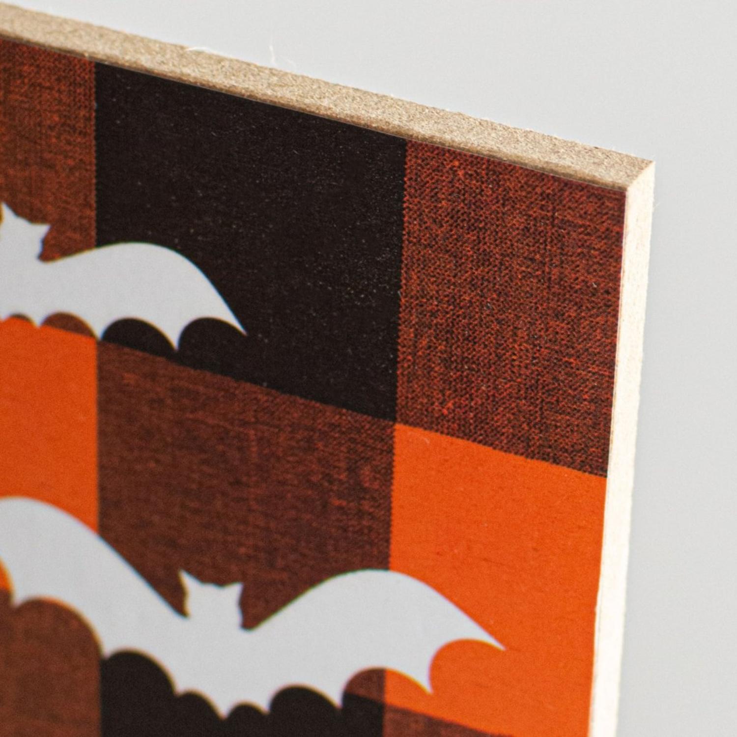 12" Wooden Sign: Happy Halloween Check