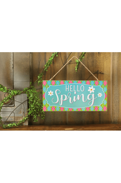 Shop For 12" Wooden Sign: Hello Spring Flower