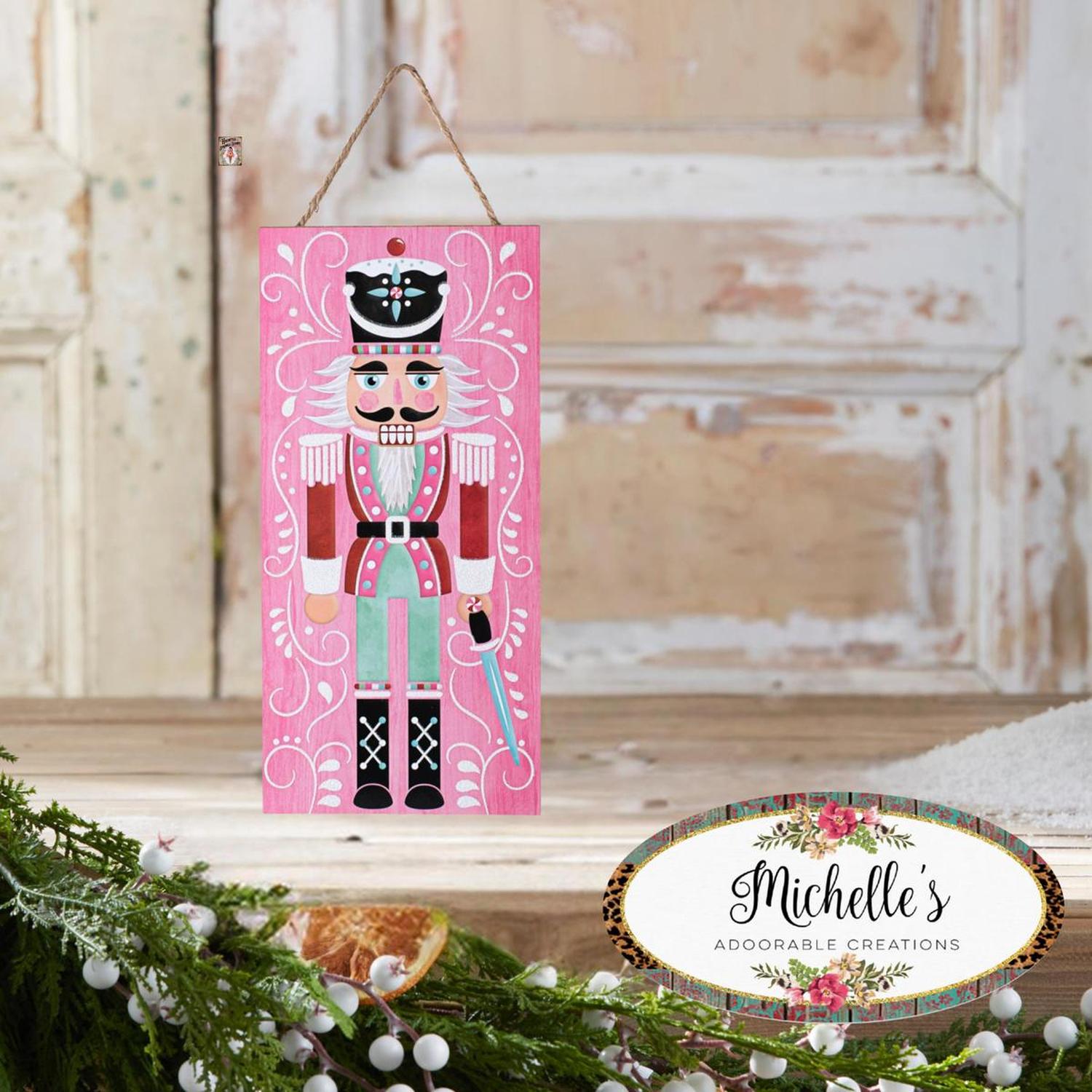 12" Wooden Sign: Nutcracker Pink