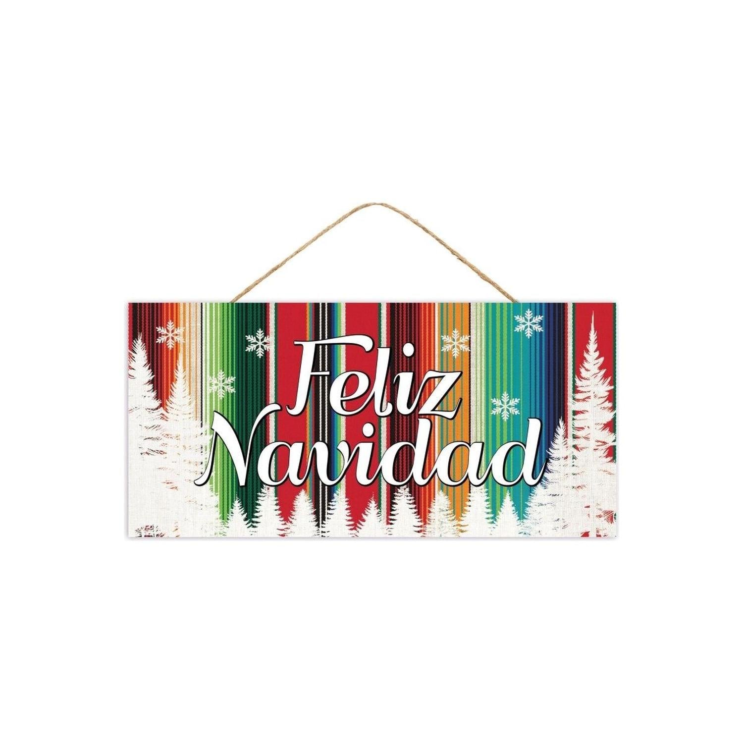 Shop For 12" Wooden Sign: Serape Feliz Navidad
