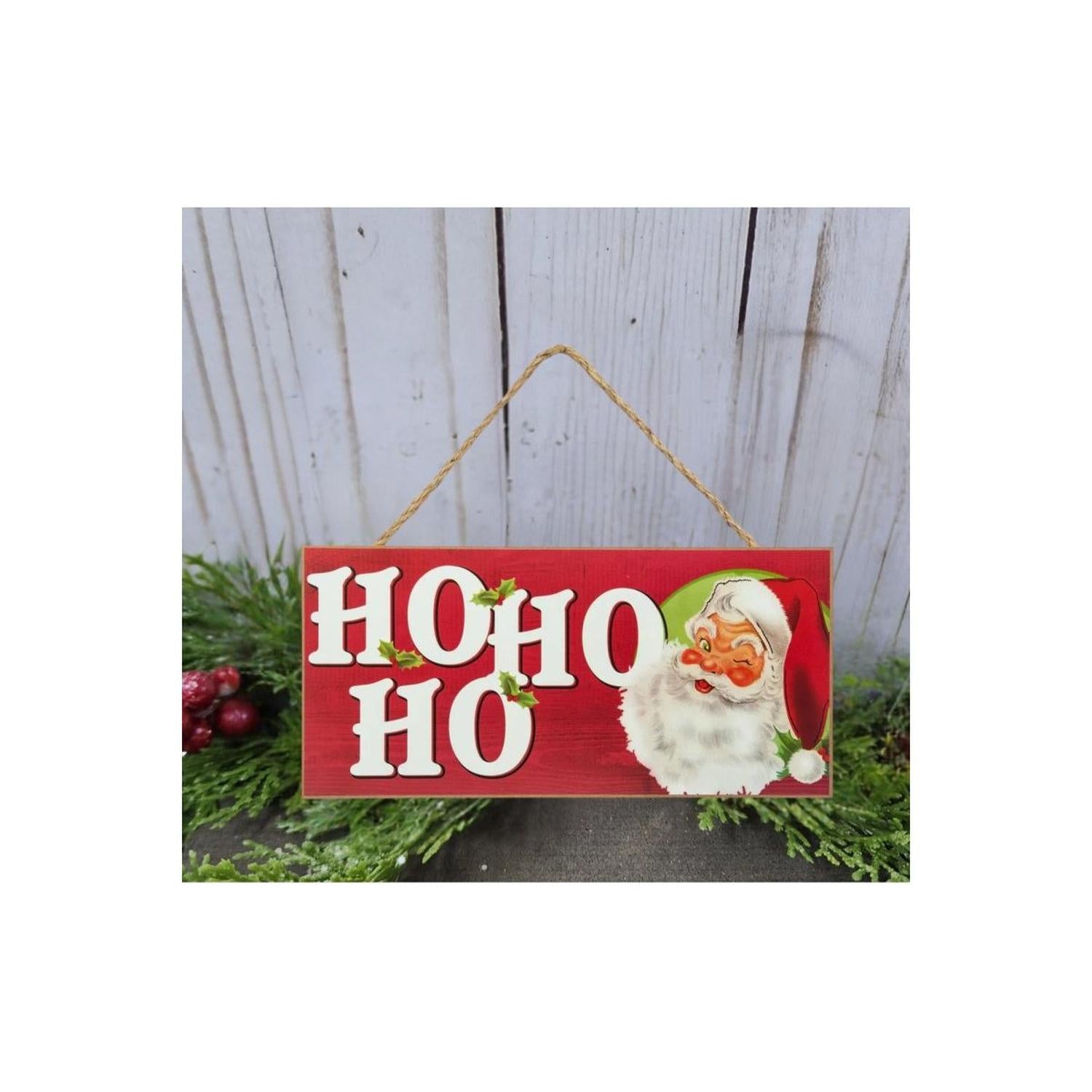 12" Wooden Sign: Vintage Santa Ho Ho Ho