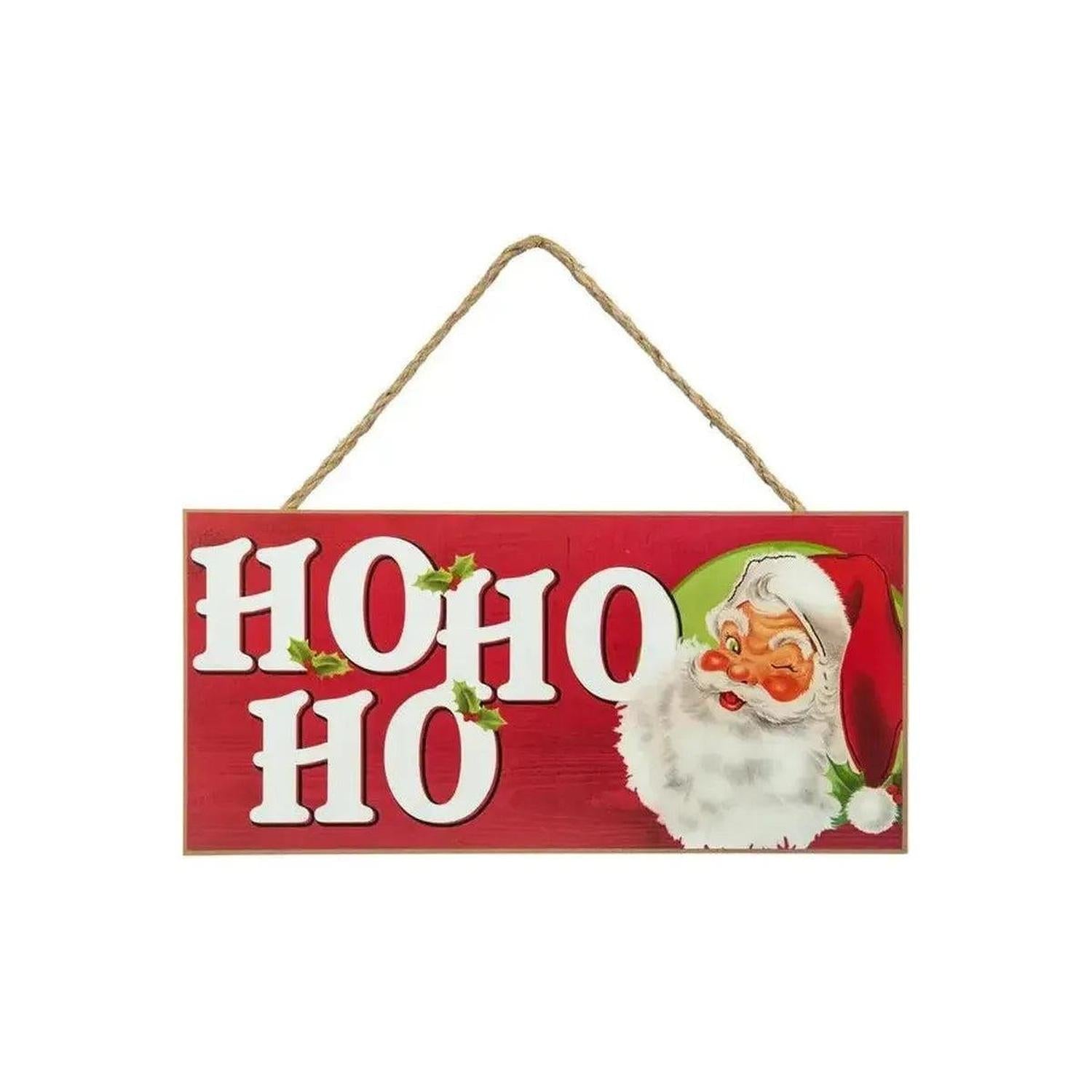 12" Wooden Sign: Vintage Santa Ho Ho Ho