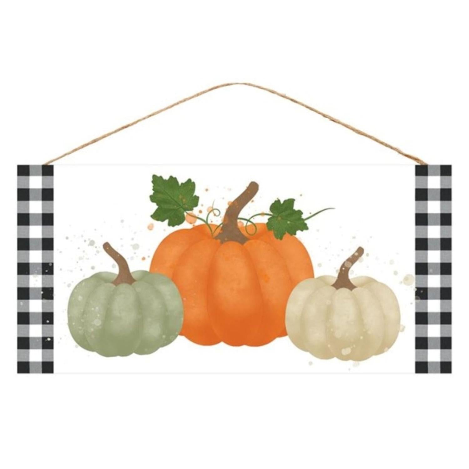 12" Wooden Sign: Watercolor Pumpkins