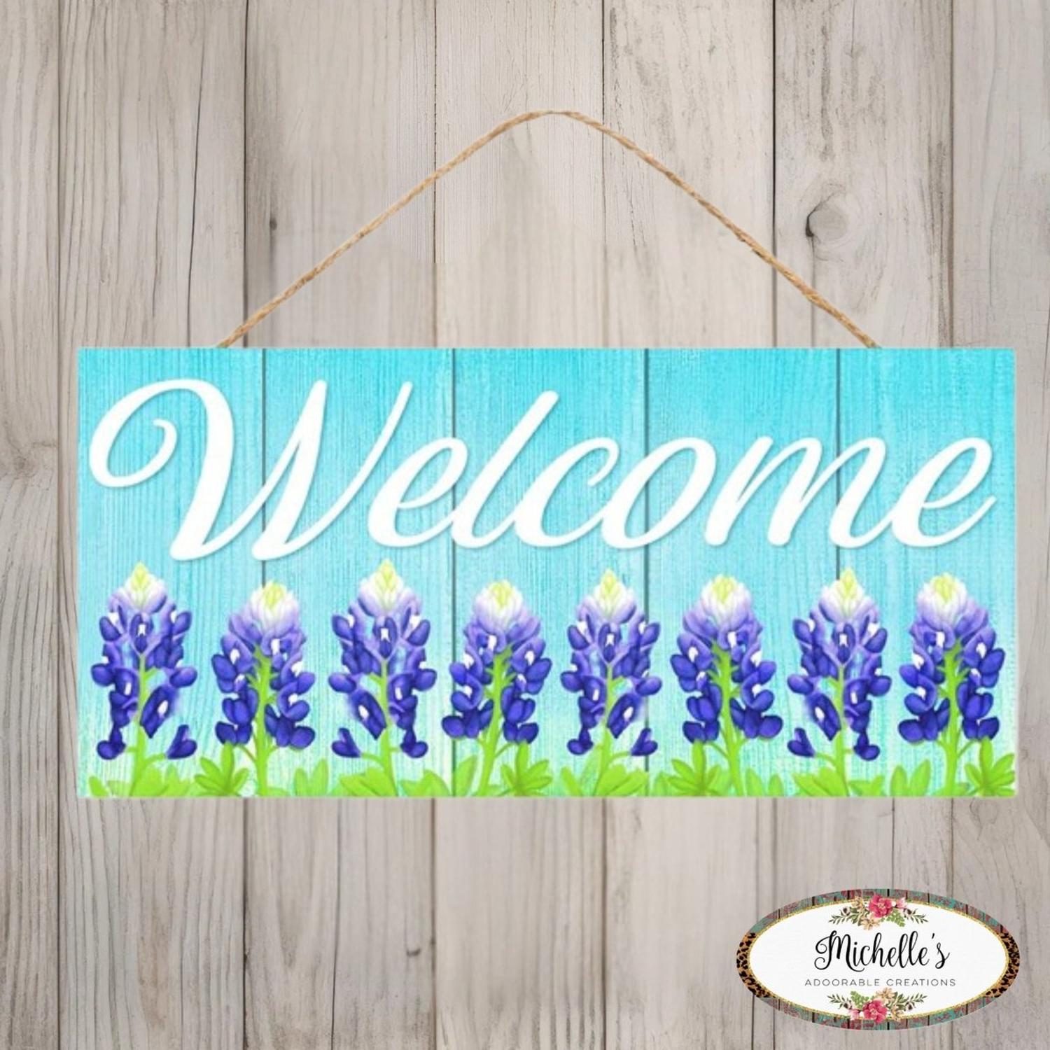 Shop For 12" Wooden Sign: Welcome Bluebonnets