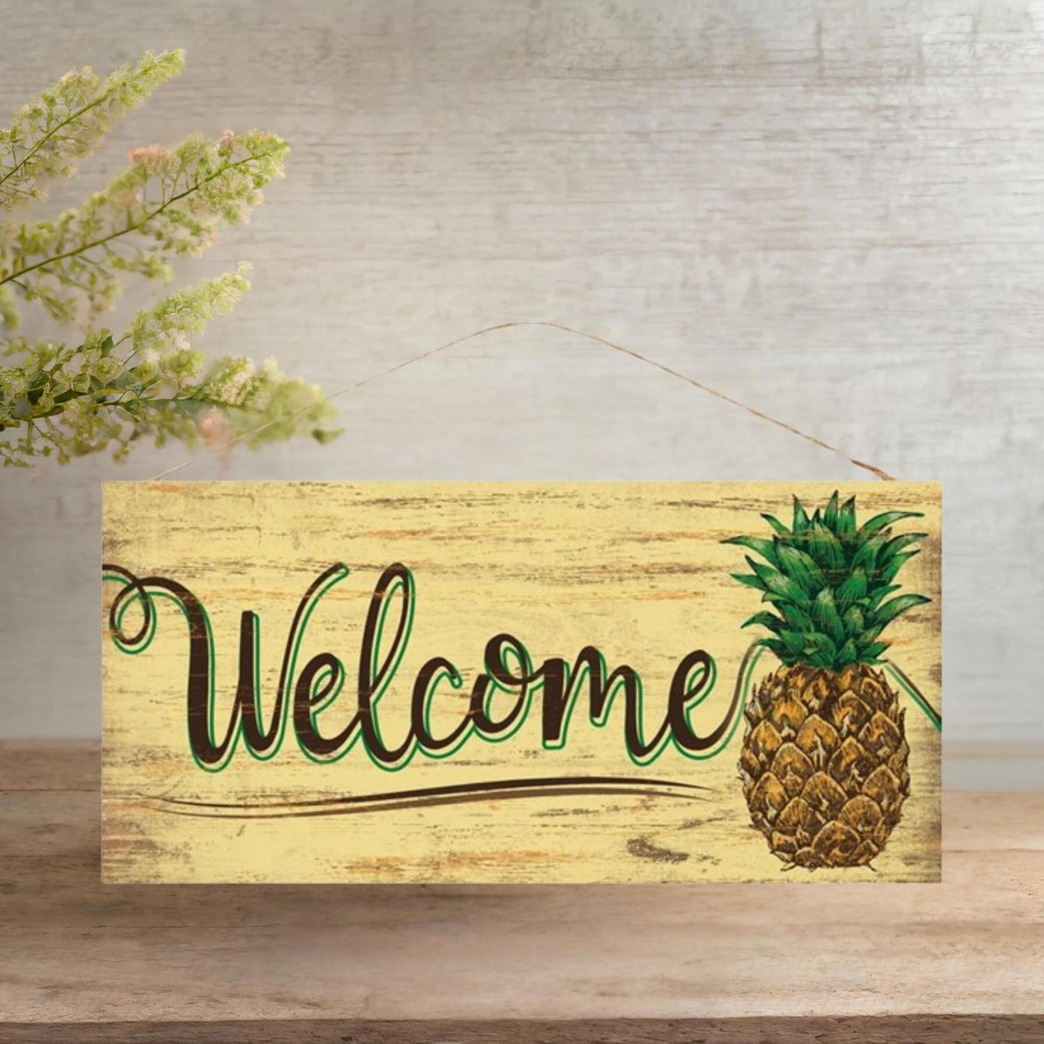 Shop For 12" Wooden Sign: Welcome Pineapple