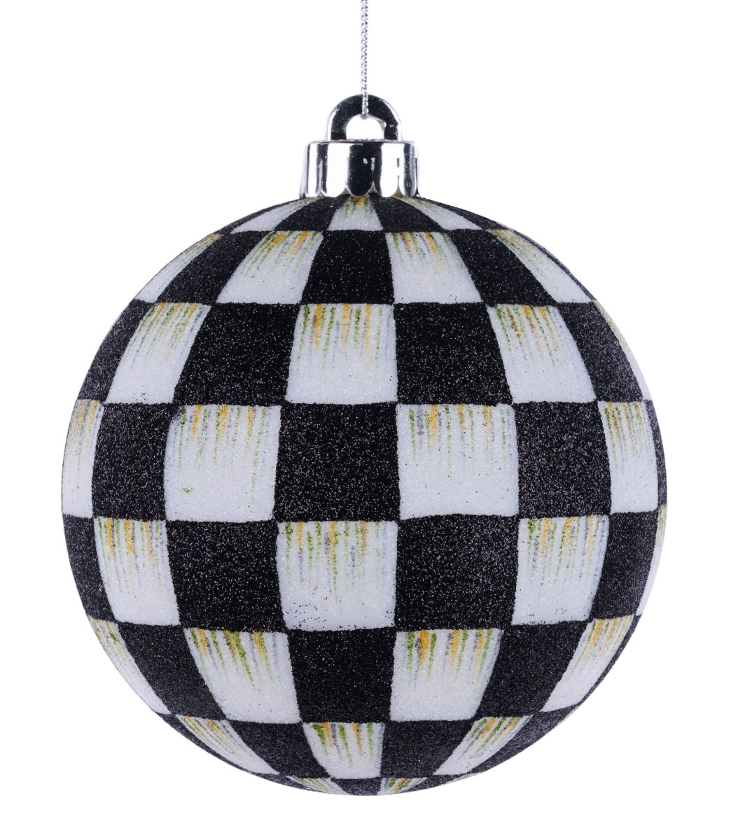 Shop For 120MM Check Glitter Ball Ornament: Black/White