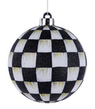 Shop For 120MM Check Glitter Ball Ornament: Black/White