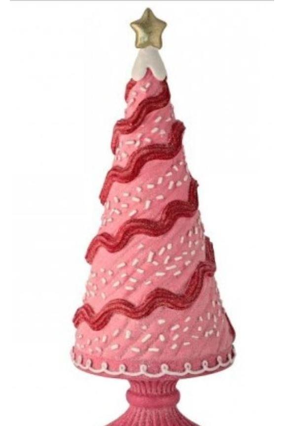 Shop For 12.5" Pink Red Iced Sweet Tree on Pedestal