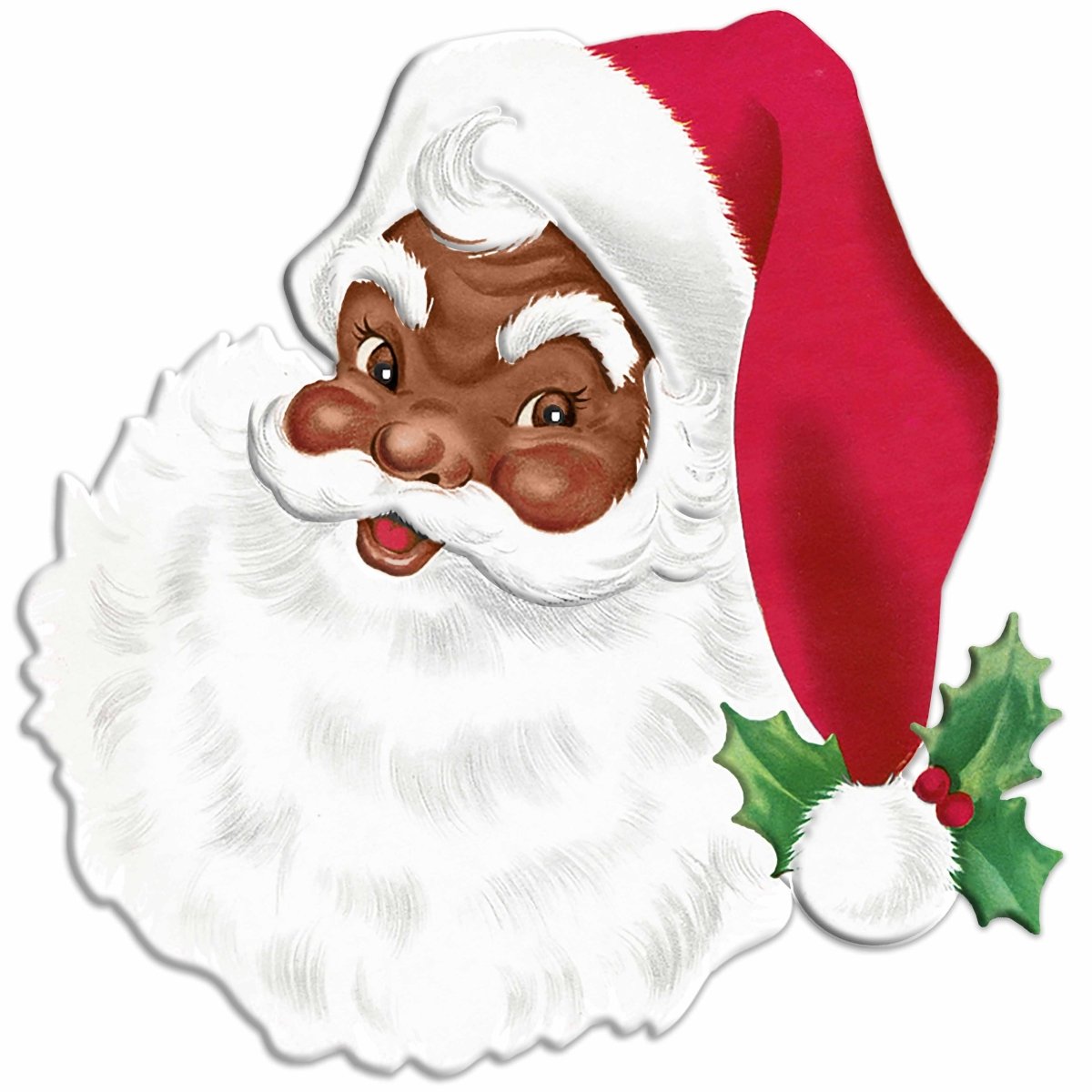 Shop For 12in Metal Embossed Dark Santa Face (Open Eyes)