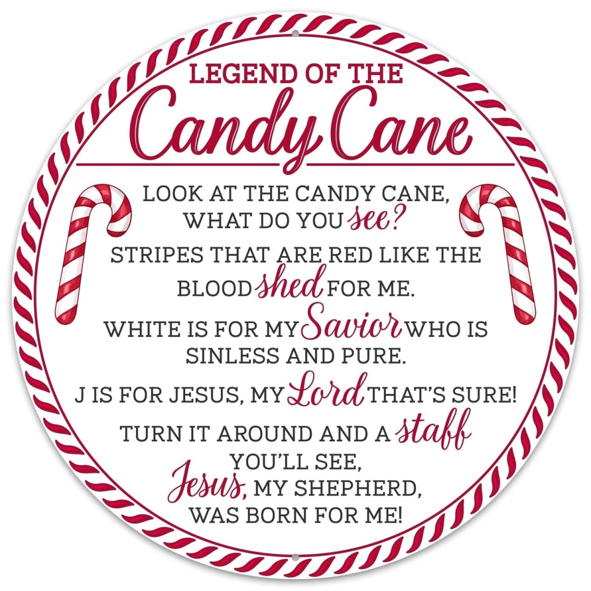 Shop For 12in Round Metal Sign: Legend Candy Cane