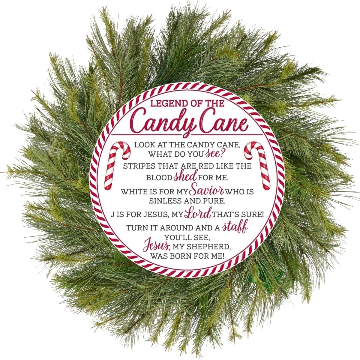 Shop For 12in Round Metal Sign: Legend Candy Cane