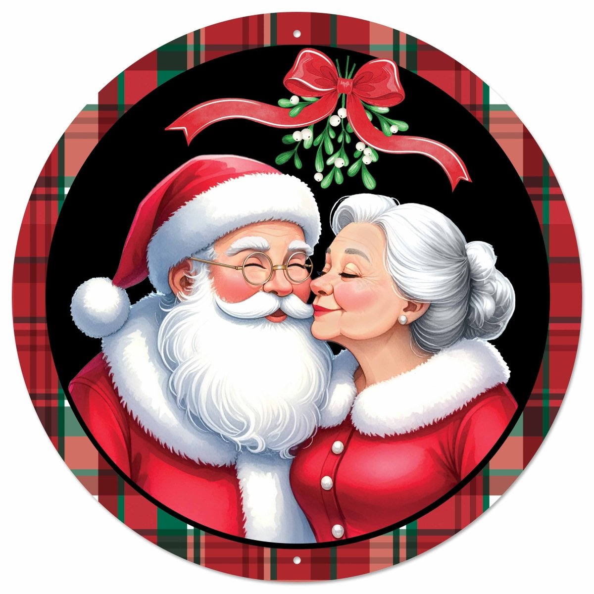 Shop For 12in Round Metal Sign: Mr and Mrs Santa Claus