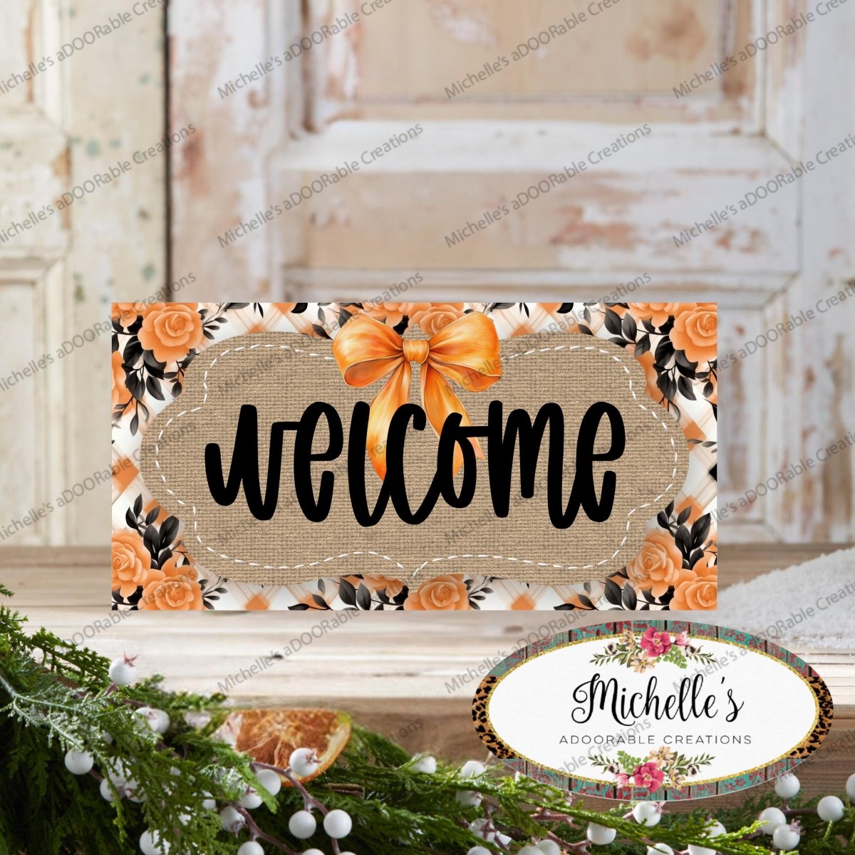 Shop For 12in Welcome Orange Black Floral Sign