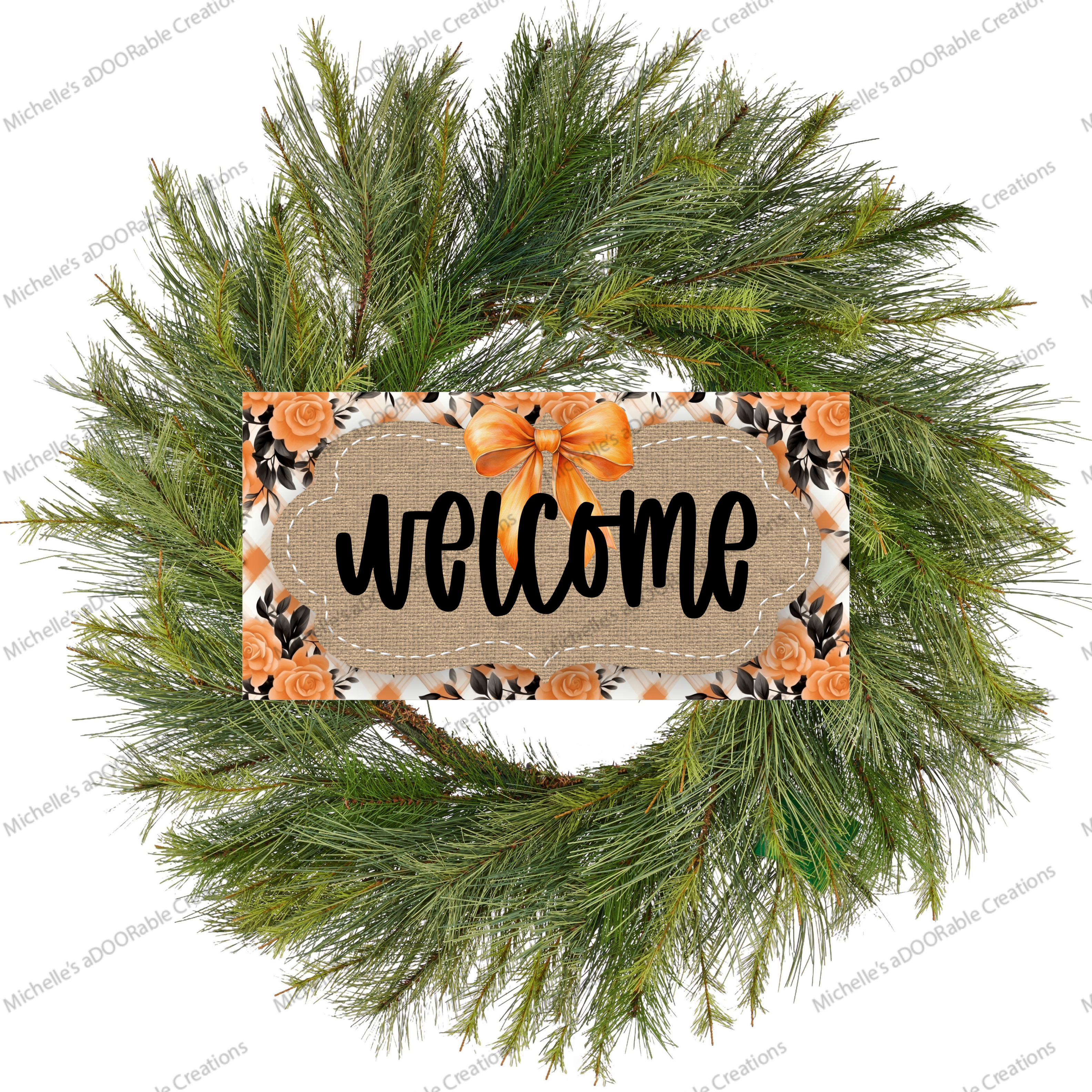 Shop For 12in Welcome Orange Black Floral Sign