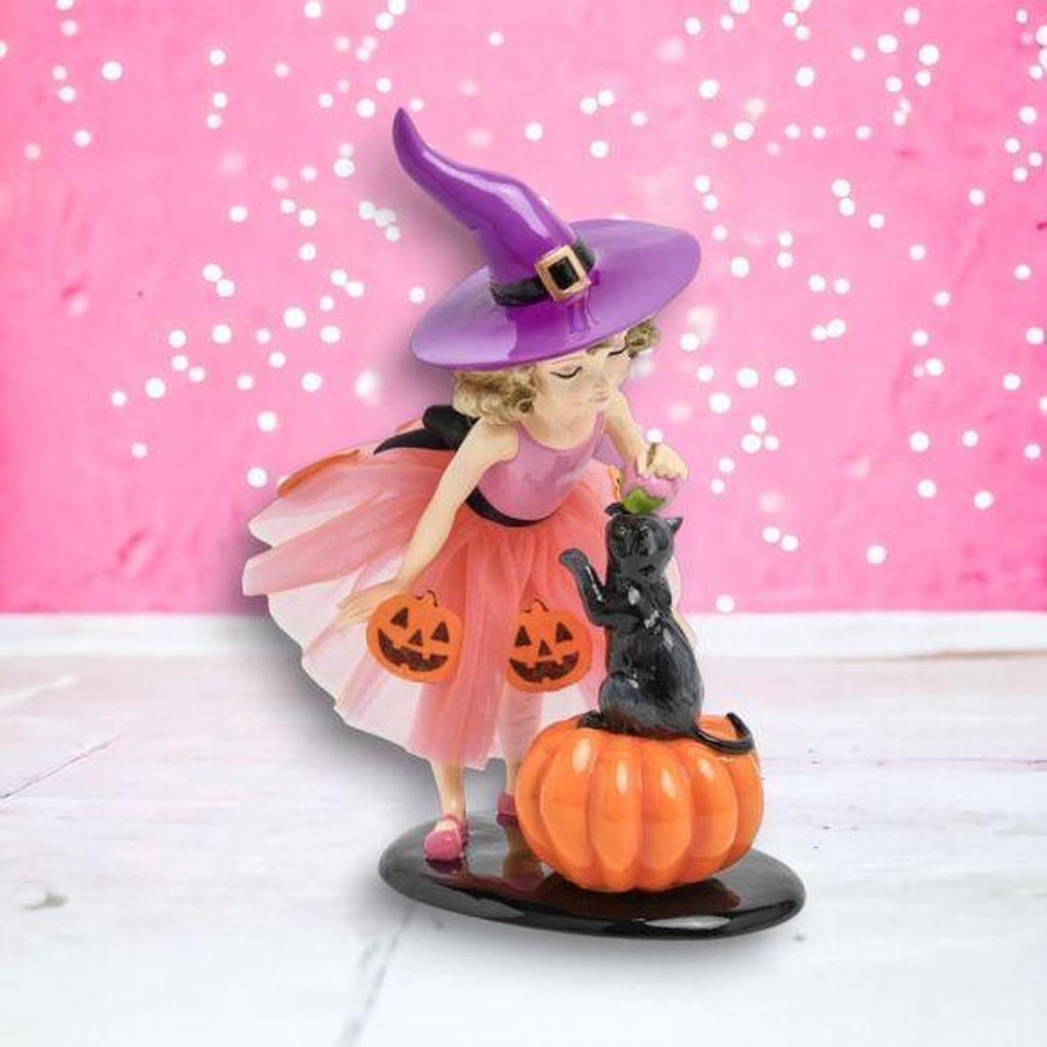Shop For 12in Witch Girl with Cat Figurine