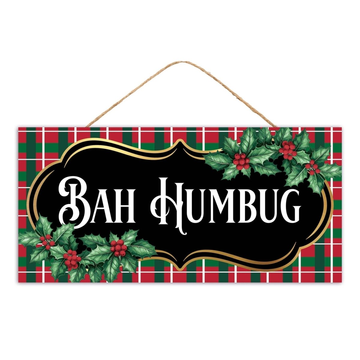Shop For 12in Wooden Sign: Bah Humbug Plaid