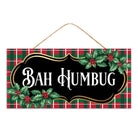 Shop For 12in Wooden Sign: Bah Humbug Plaid