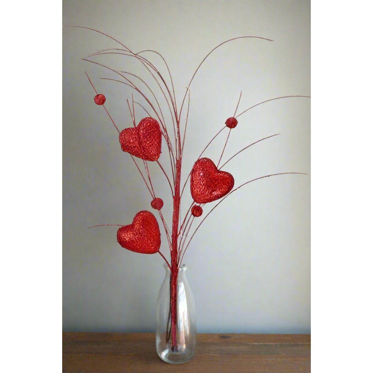 Shop For 13" Glitter Heart Rain Spray: Red