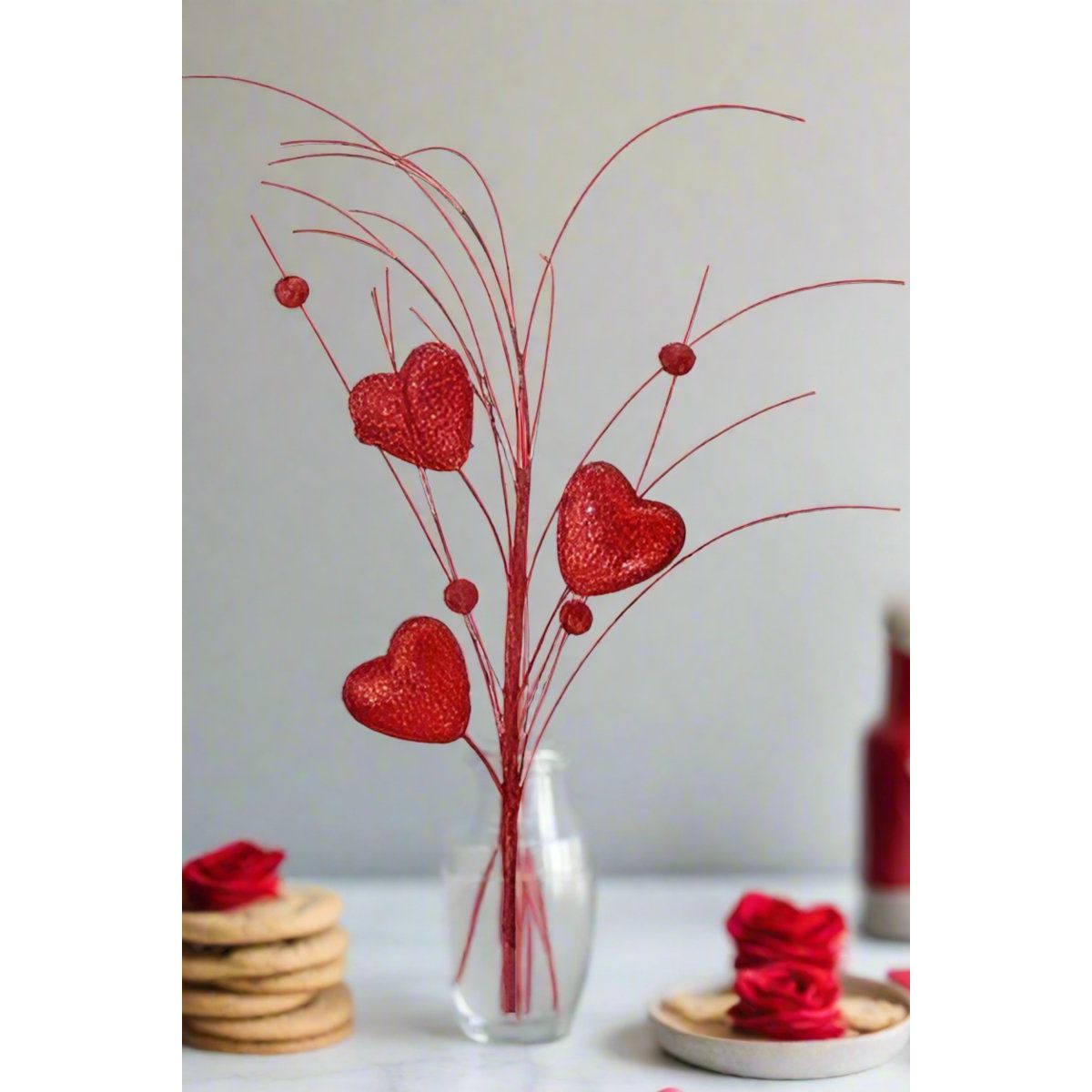 Shop For 13" Glitter Heart Rain Spray: Red
