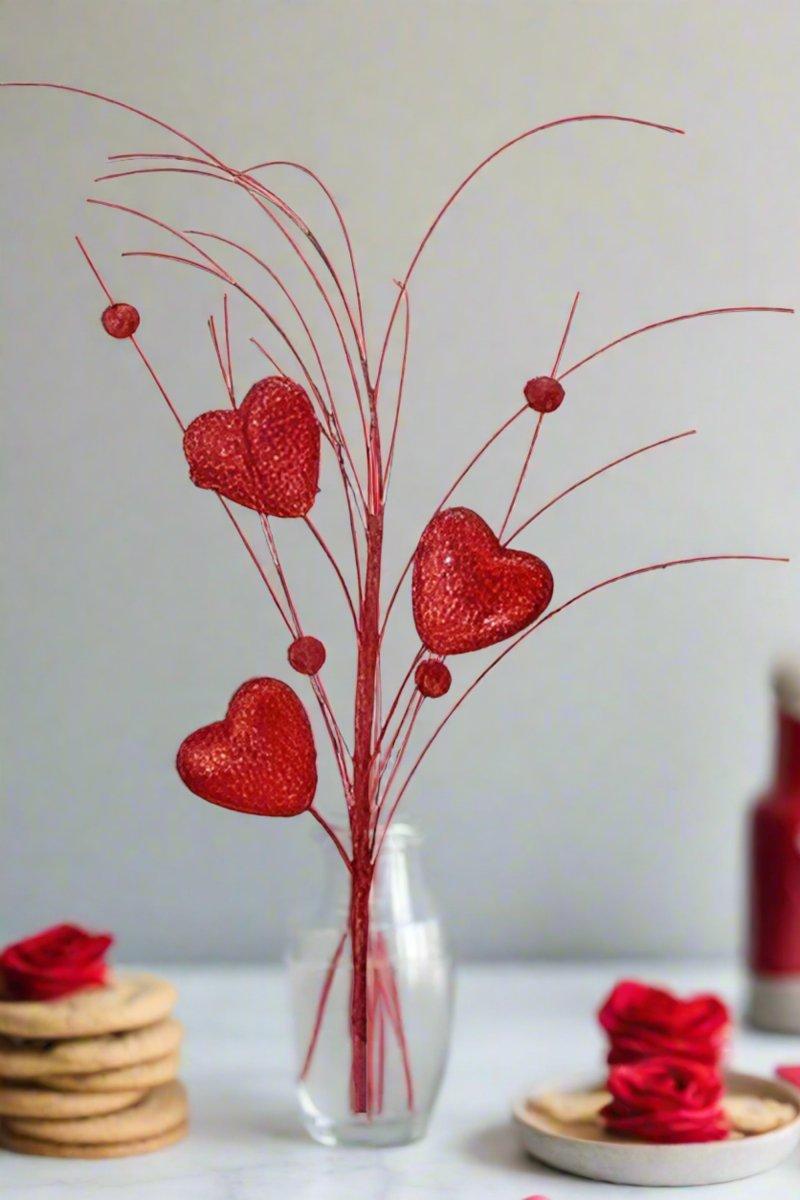 Shop For 13" Glitter Heart Rain Spray: Red