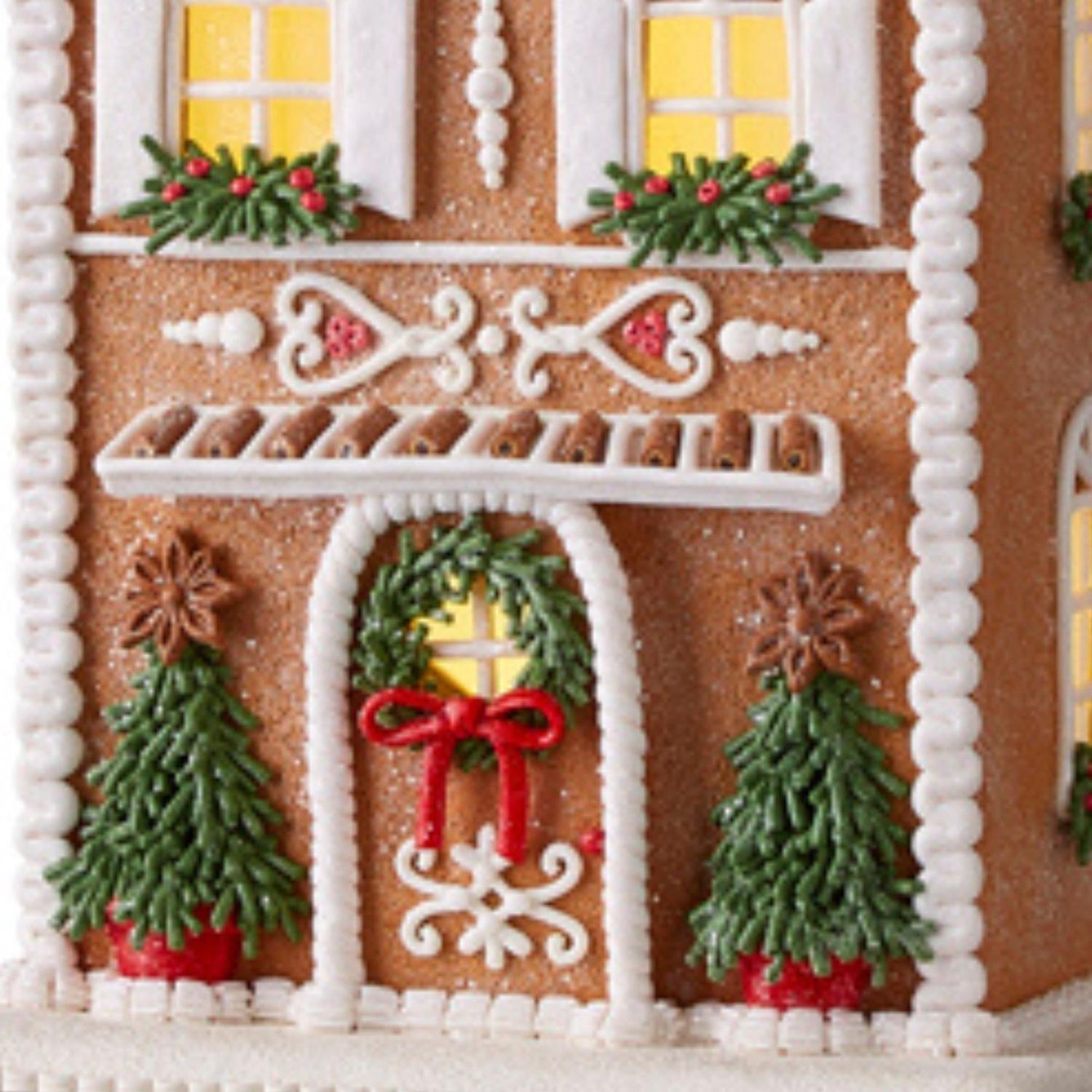 13" Lighted Gingerbread House with Trees
