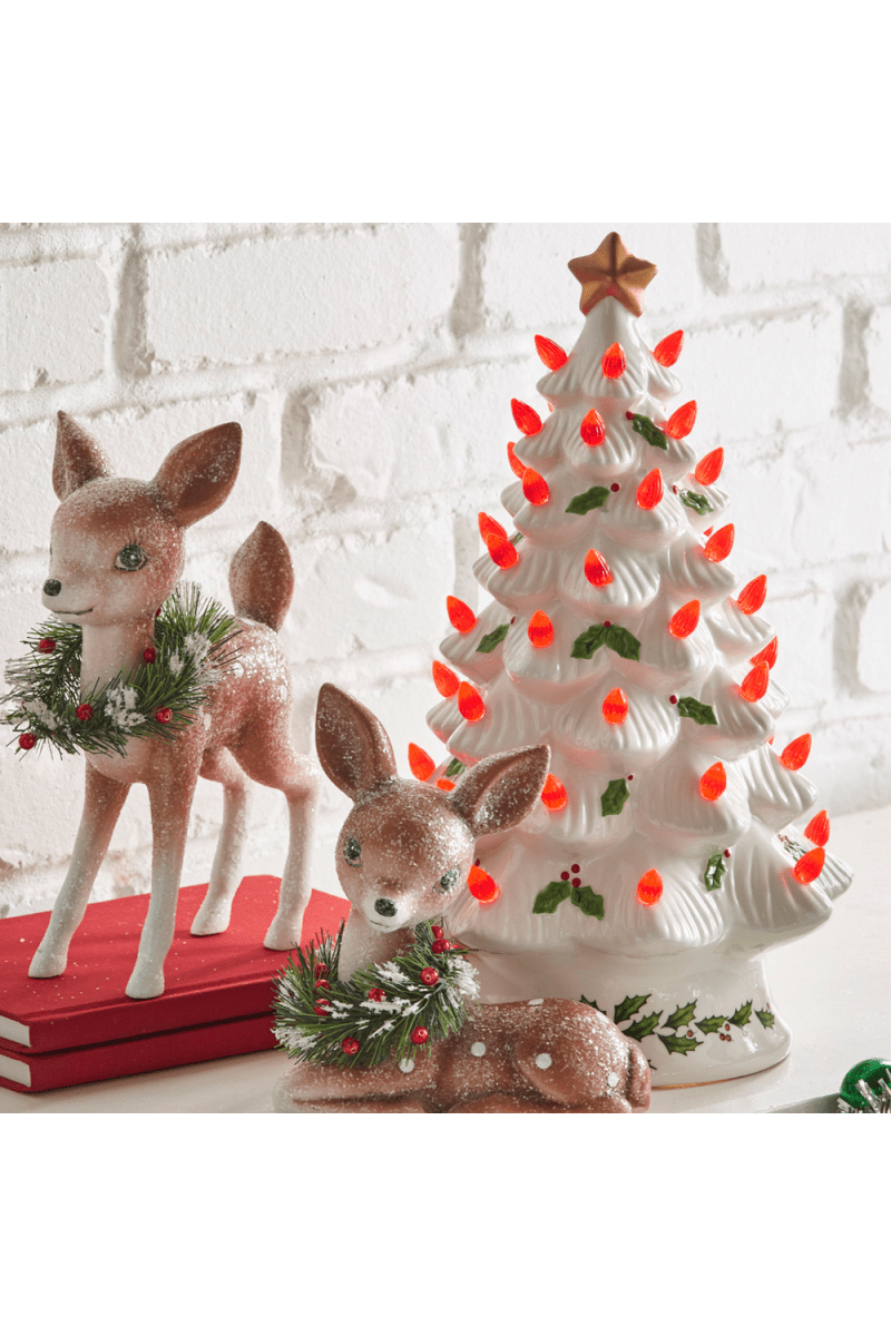 Shop For 13" Lighted Vintage Holly Ceramic Tree