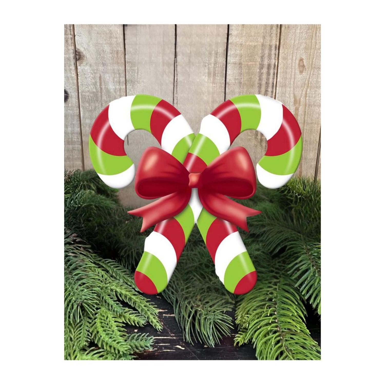 Shop For 13" Metal Embossed Candy Canes: Lime Green/Red