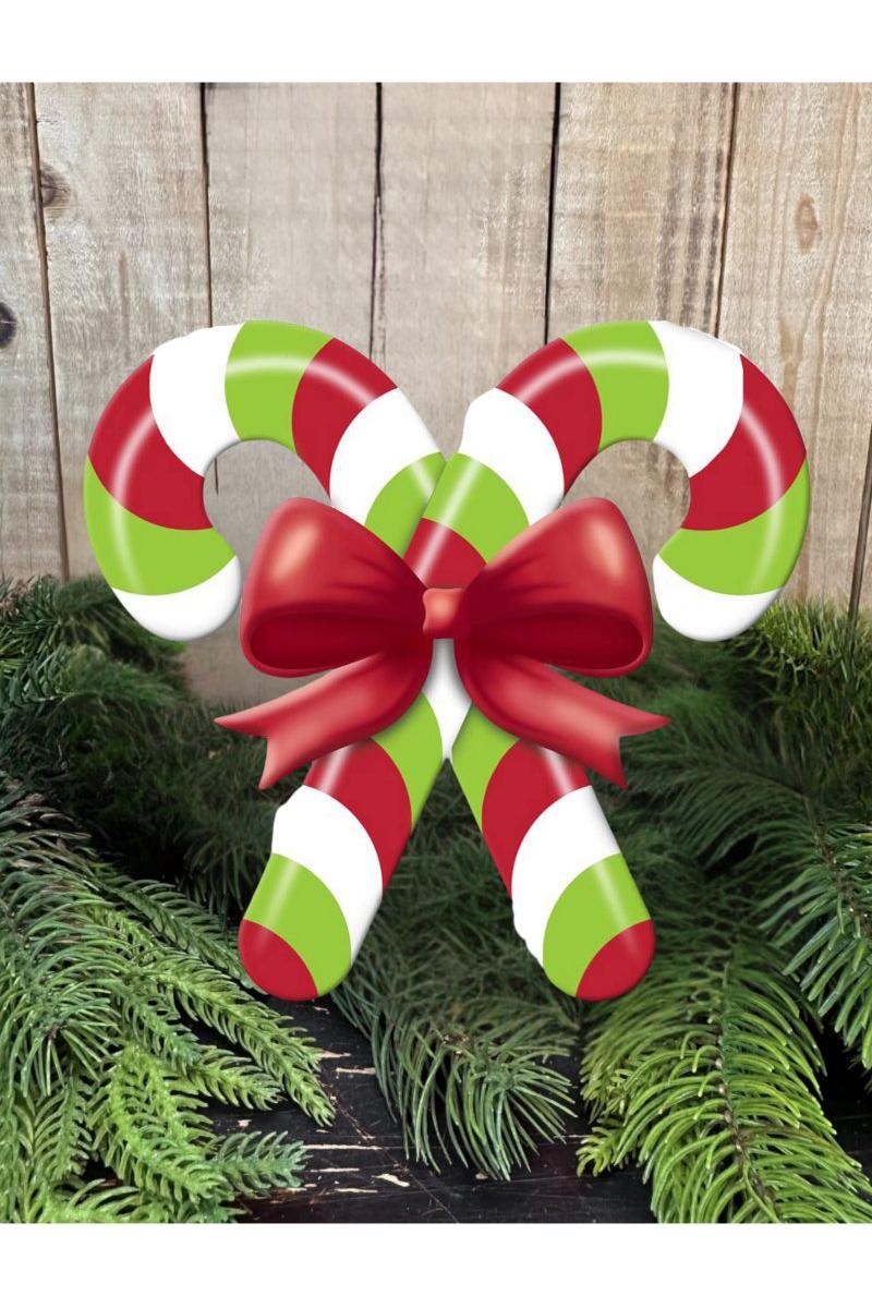 Shop For 13" Metal Embossed Candy Canes: Lime Green/Red