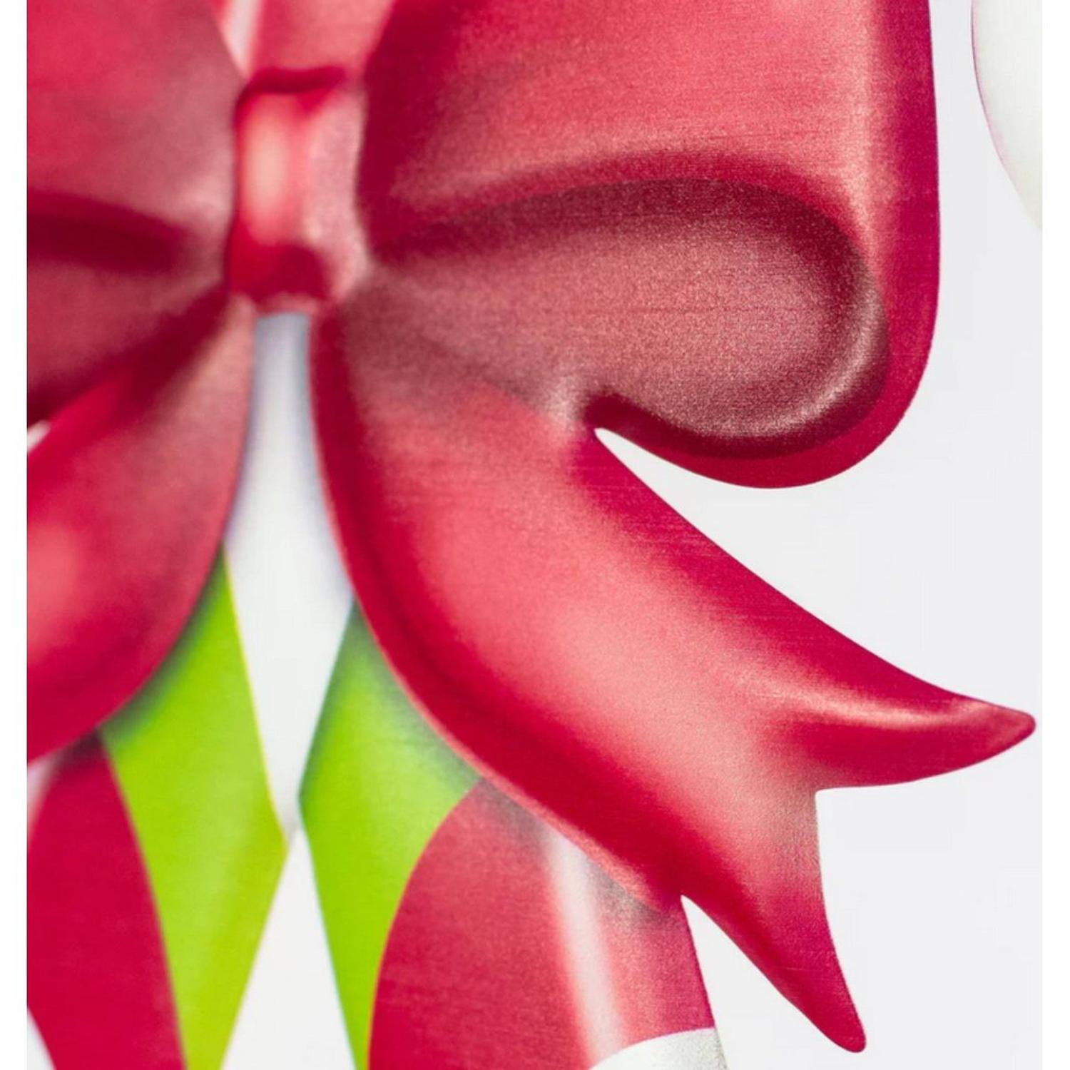 13" Metal Embossed Candy Canes: Lime Green/Red