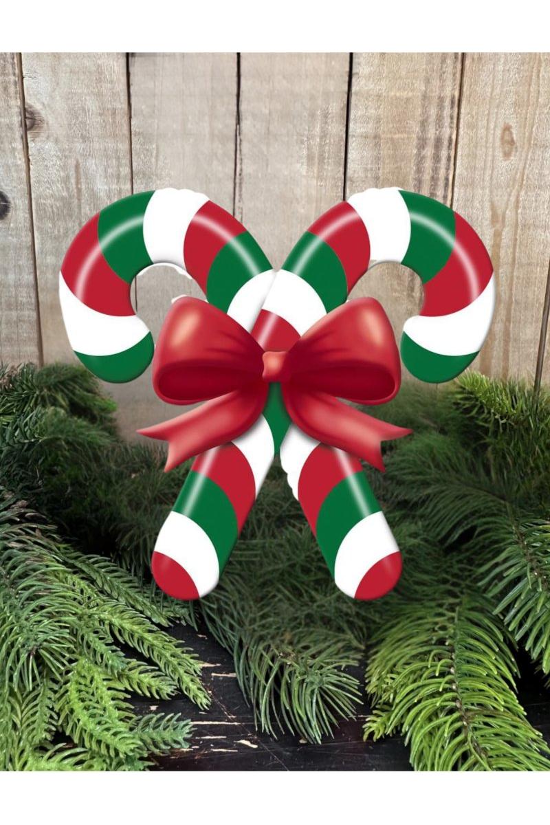 Shop For 13" Metal Embossed Candy Canes: Red/Green