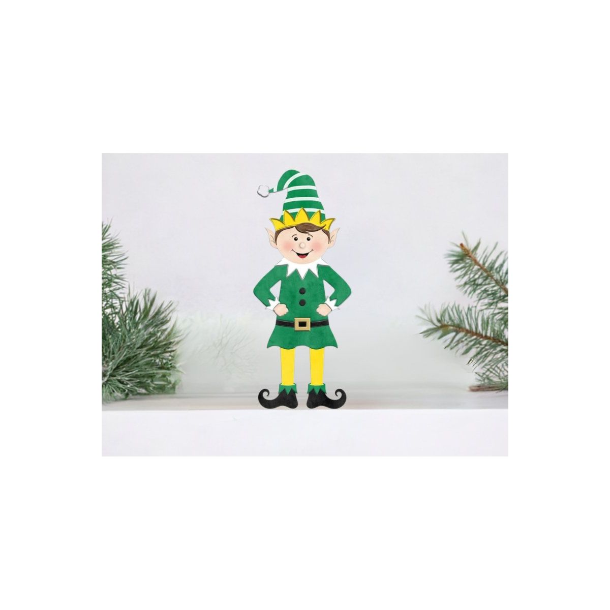 Shop For 13" Metal Embossed Elf: Green/Yellow