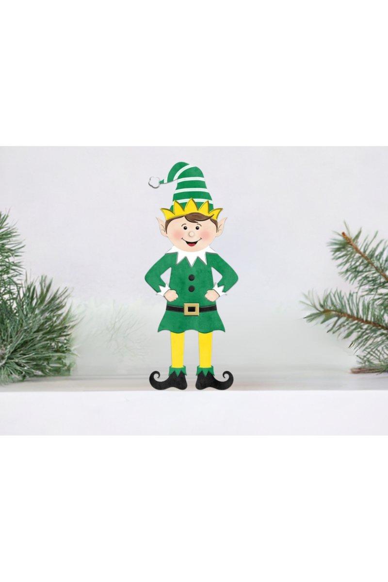 Shop For 13" Metal Embossed Elf: Green/Yellow