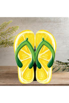 Shop For 13" Metal Embossed Flip Flops: Lemon