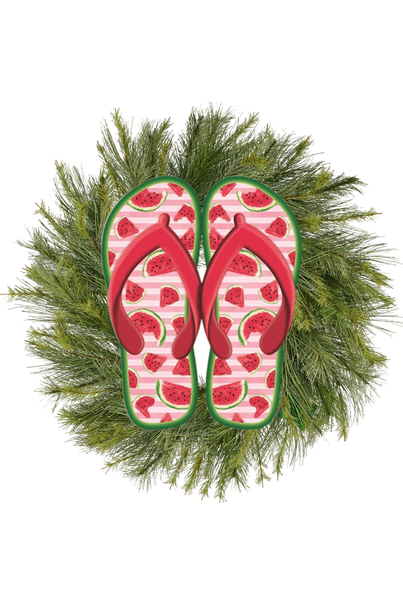 Shop For 13" Metal Embossed Flip Flops: Watermelon Red