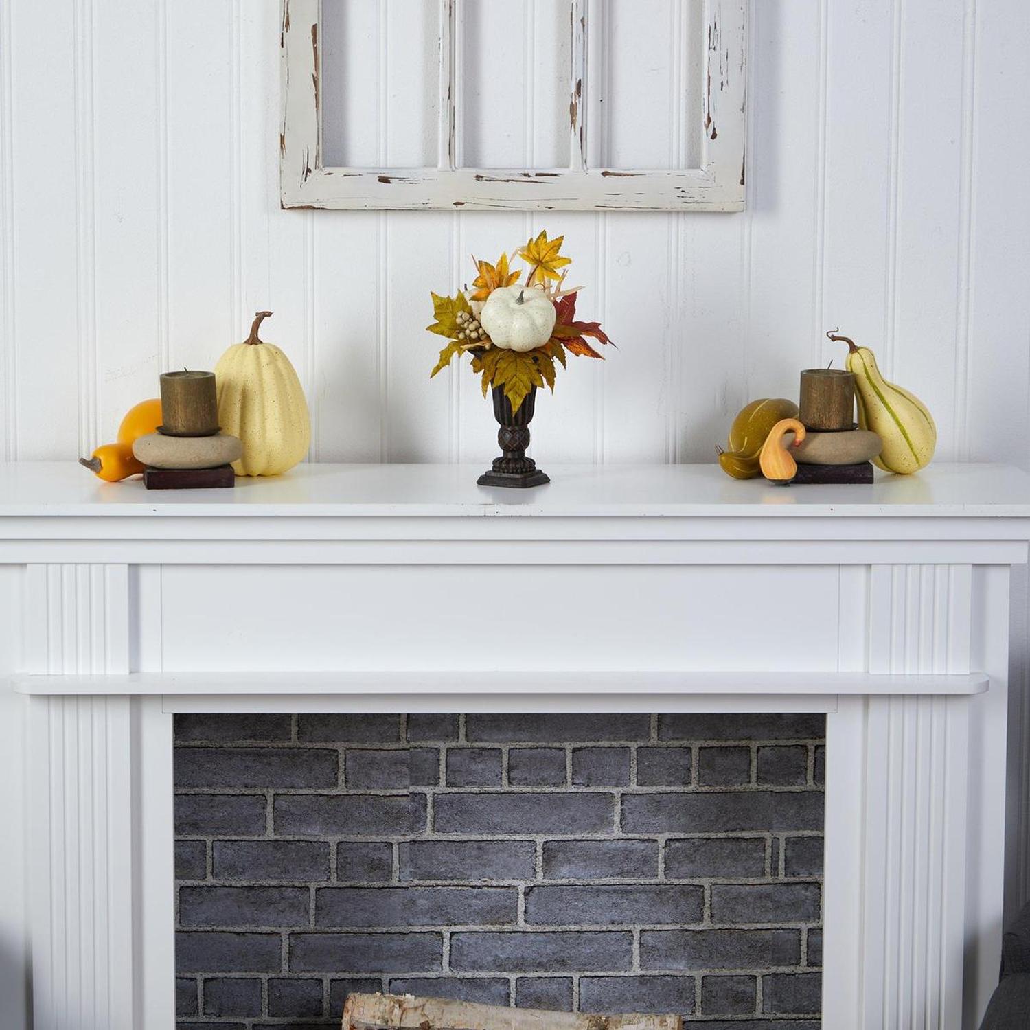 13” Fall Pumpkin and Berries Artificial Autumn Arrangement in Decorative Urn