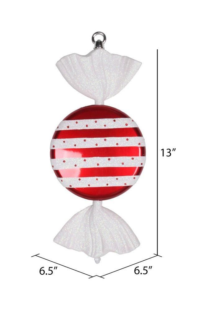 Shop For 13" Red - White Striped Flat Candy Ornament