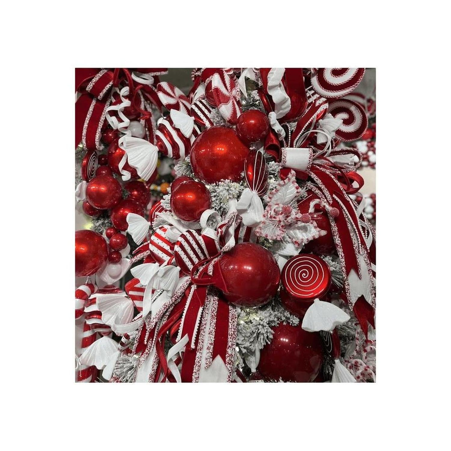 13" Red-White Striped Flat Candy Ornament