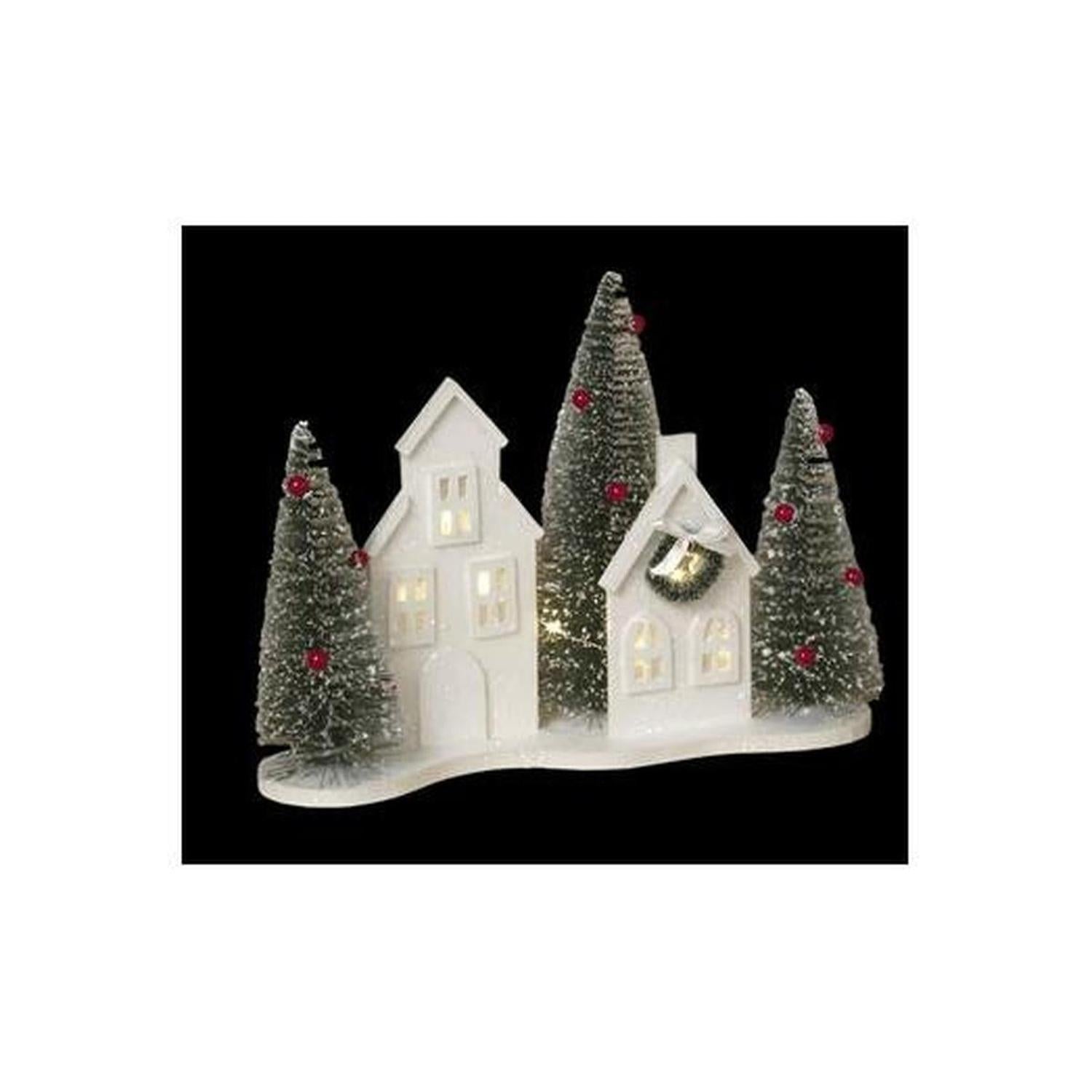 13" White Lighted Holiday House