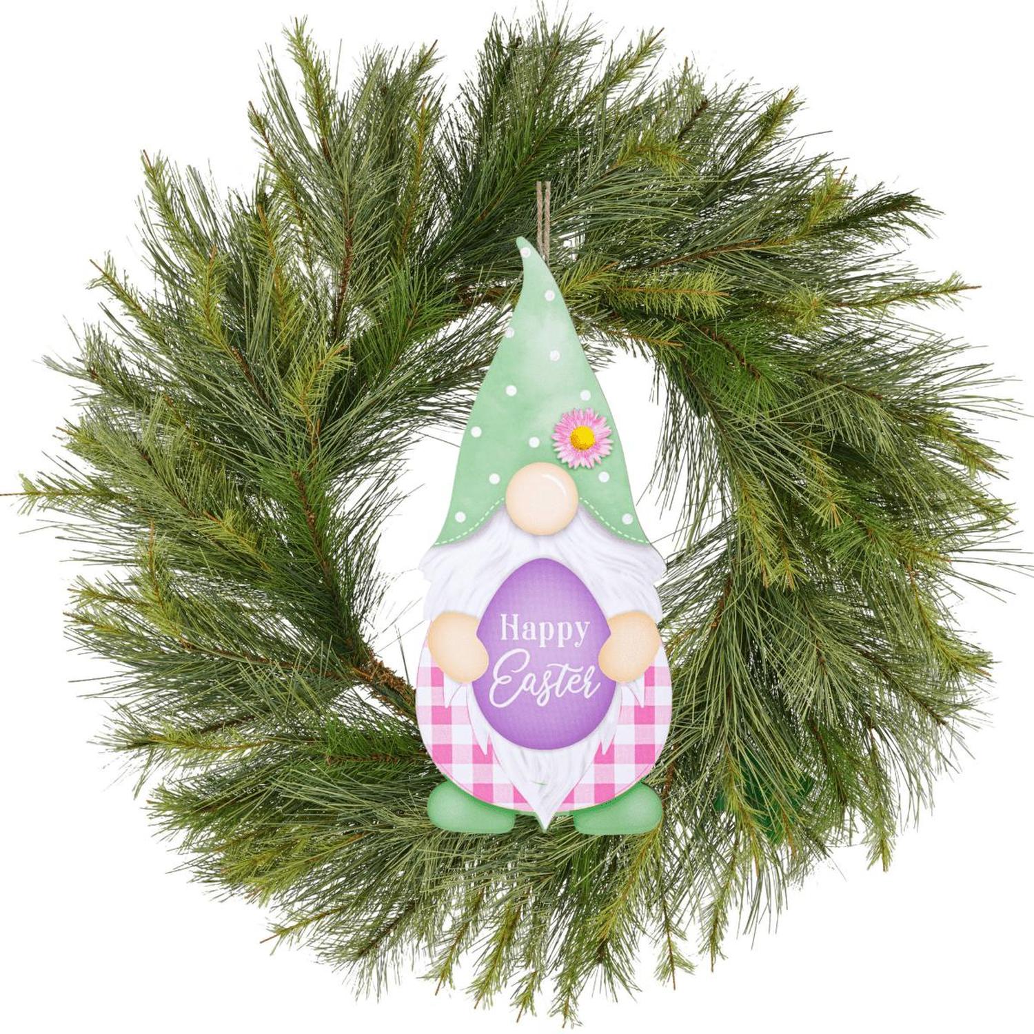 13" Wooden Gnome Shaped Sign: Easter Gnome